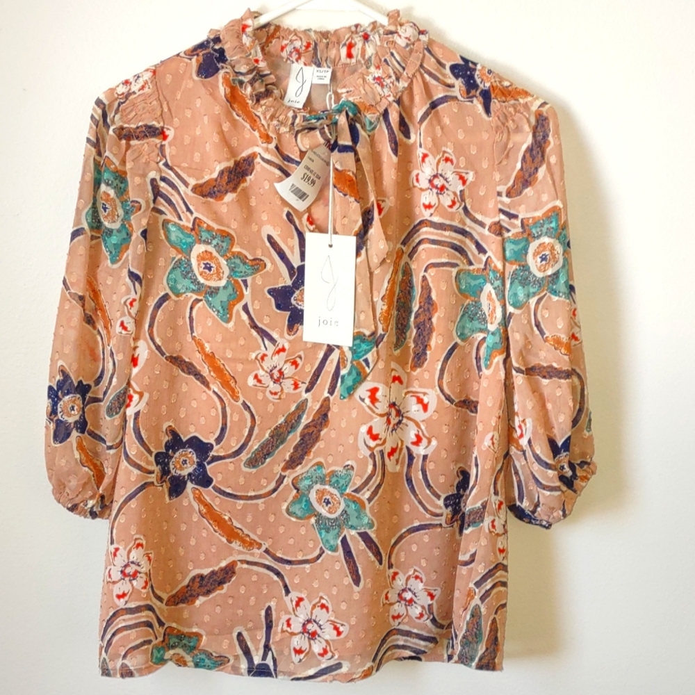 Joie Women's XS Floral Print Half Sleeve Blouse